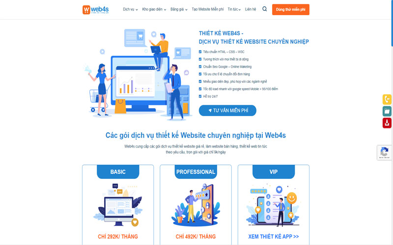 Dịch vụ thiết kế website theo yêu cầu tại Web4s